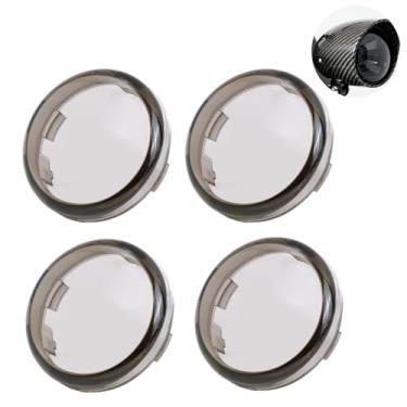 Imagem de YENOVO 4 peças de capa de lente de seta de seta, 5,9 cm capas de luz de bala dianteiras traseiras compatíveis com Harley Sportster 883 1200 Dyna Fatboy Softail Road Glide, substituição de lente