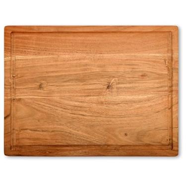 Imagem de Tábua de corte retangular grande de madeira de acácia – bloco de açougueiro de madeira maciça de 2,5 cm de espessura com sulcos de suco – seguro para alimentos, tábua de cortar carne, queijo, legumes