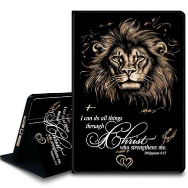 Imagem de Bxgolkgd Capa de tablet para iPad 5ª geração, iPad Pro de 11 polegadas (M4) 2024, capa com suporte à prova de choque com dissipação de calor, função despertar/hibernar automática, versículo bíblico do