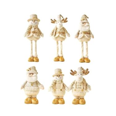 Imagem de Pacote de 3 bonecas de Natal com luzes LED de 55 cm de altura, renas e neve