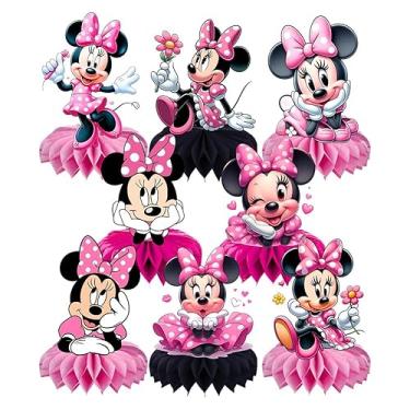 Imagem de 8Pcs Minnie Honeycomb Table Centerpiece, Minnie Birthday Party Supplies Table Decorations for Kids Party Decorations