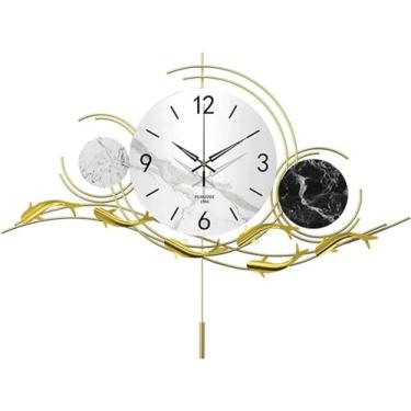 Imagem de Relógio de parede de arte Decor grande com pêndulo, relógios de parede de metal silenciosos modernos que não tiquetaque para sala de estar, quarto, estúdio, escritório