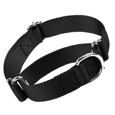 Imagem de Coleira de cachorro preta martingale para cães médios, coleira de treinamento resistente à prova de fuga ajustável para animais de estimação da raça P M G