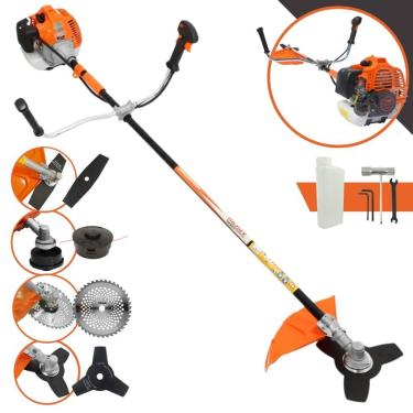 Imagem de Aparador de Grama Completo Vulcan VR520H À Gasolina 2 Tempos 52cc 10.000rpm 2,5HP de Potência Roçadeira Com Kit 3 Lâminas de Corte e Cabeçote de Nylon