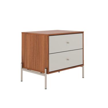 Imagem de Mesa de Cabeceira Jasper 2 Gavetas Canela e Off White
