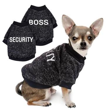 Imagem de Pacote com 2 suéteres de lã preta para cães pequenos com padrão de seg