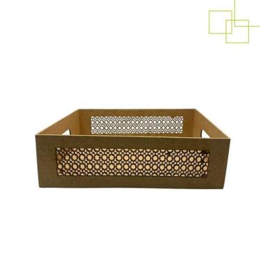 Imagem de Bandeja Mdf Palha Indiana Decoração e Organização 25x25x8 - Expresso d
