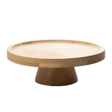 Imagem de Boleira Prato para Bolo de Bambu Natural com Pé 20cm Lyor