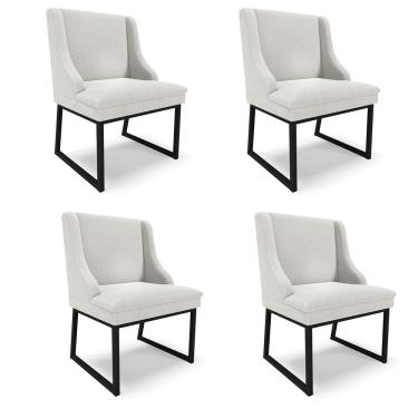 Imagem de Cadeira Sala de Jantar Industrial Preto kit 4 Liz Bouclê Cinza D03 - D'Rossi