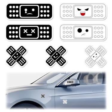 Imagem de Alpmosn Decalques em forma de bandagem de peças pequenas, adesivos engraçados à prova d'água e protetor solar, acessórios externos de carro, cobrindo arranhões band-aid adesivos (preto)