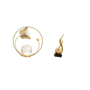 Imagem de Fenteer Escultura de Resina de Metal em Forma de de Cristal, Ornamento de Mesa de Arte Moderna para Sala de Estar, Quarto, Escritório, Corredor, Lareira