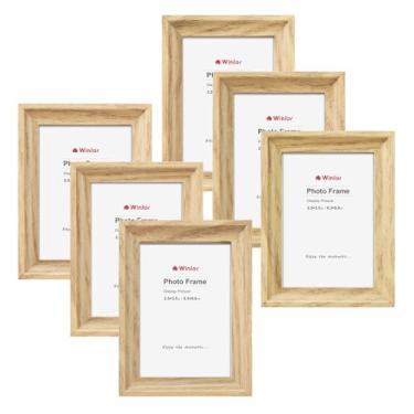 Imagem de Winlor Mini porta-retratos de 6 x 9 cm (pacote com 6) – Porta-retratos tamanho carteira pequena, para parede, mesa, casa, decoração de escritório, conjunto de molduras Polaroid compactas duráveis para