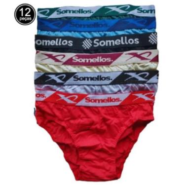 Imagem de Kit 12 Cuecas Slip Masculino Atacado  100% Algodão - SOMELLOS, G
