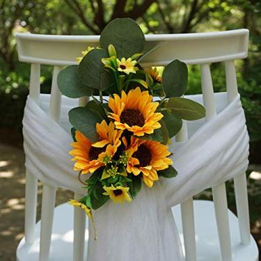 Imagem de Yunir Cadeira de Casamento Artificial de Girassol Decoração de Galhos Com Amor e Beleza, o que Significa para a Decoração do Tecido de Evento de Casamentoplástico 2 X buquê
