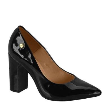 Imagem de Sapato Scarpin Feminino Vizzano Salto Grosso Alto 1285.400, Preto vern