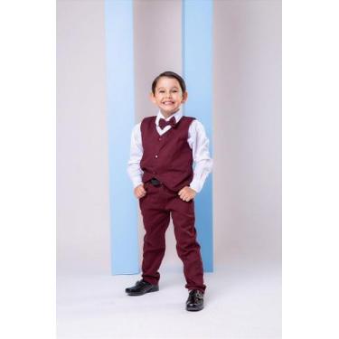 Imagem de Conjunto Miss Cherry Social com Colete e Calça Marsala para Meninos, 4
