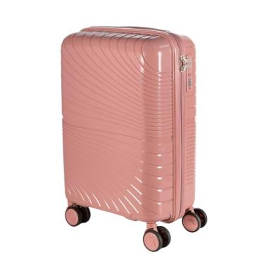 Imagem de Mala de Bordo Rígida Ondulada Polipropileno Inquebrável Rodinhas 360° c/Cadeado TSA e Zíper Expansor (Rose)
