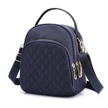 Imagem de Mochila feminina pequena acolchoada mini mochila para mulheres moderna, Azul, P