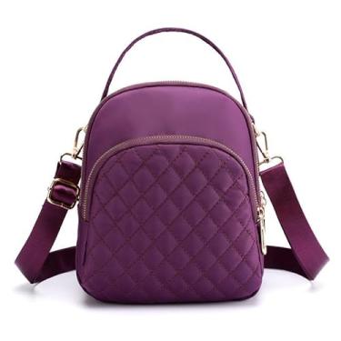 Imagem de Mochila feminina pequena acolchoada mini mochila para mulheres moderna, Roxa, 7.4 inches (H) x 4.3 inches (L) x 8.2 inches (W)