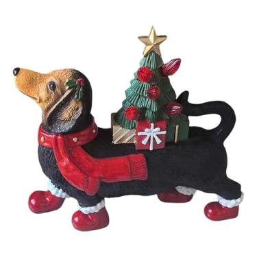 Imagem de Ｂｅｓｇａ Estátua de Resina de Dachshund, Árvore de Natal Iluminada, Escultura de Cachorro para Ambientes Internos E Externos, Árvore de Natal com Luzes LED Par