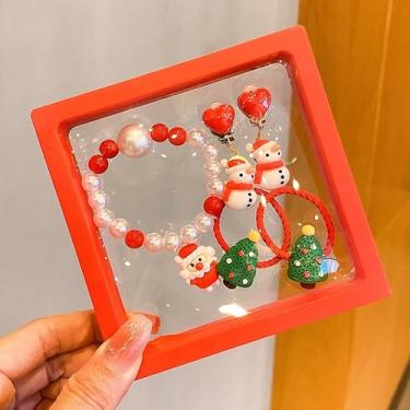 Imagem de Conjunto de joias infantis de Natal: Pulseira com contas (com caixa de presente vermelha festiva) – Acessórios com tema natalino adequados como lembrancinhas de festa, meias e presentes para meninas