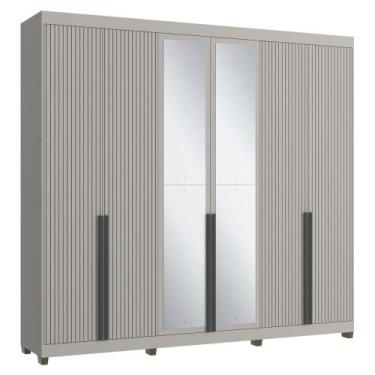 Imagem de Guarda-roupas Casal 6 Portas Com Espelhos Multimóveis Cr35242 Cinza - 