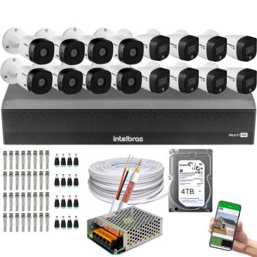 Imagem de Kit 16 Câmeras Intelbras 8 cam Full Color 8 cam 1220b Full Hd Dvr Mhdx 3116-C C/HD 4tb