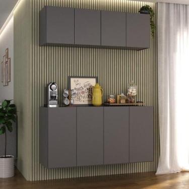 Imagem de Kit Aparador Buffet Com Armário Aéreo 4 Portas Cantinho Do Café Multim