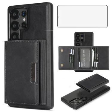 Imagem de Asuwish Capa de celular para Samsung Galaxy S23 Ultra 5G Capa carteira com protetor de tela temperado e suporte de cartão de crédito de couro PU com compartimento para celular S23Ultra 23S S 23