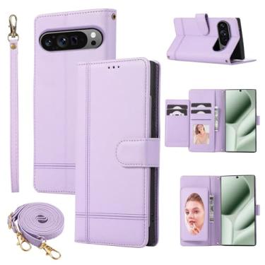 Imagem de Dswteny Compatível com Google Pixel 9 Pro XL/10 Pro XL, carteira com alça transversal, couro sintético espelhado, capa de celular com suporte flip para Pixel9 9Pro Nine Pixel10 10Pro LX mulheres