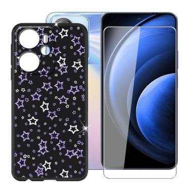 Imagem de Capa de telefone para Oscal Tiger 13 (16.9 cm) + protetor de tela, capa à prova de choque capa de silicone macio TPU antiarranhões + vidro temperado - cheia de estrelas