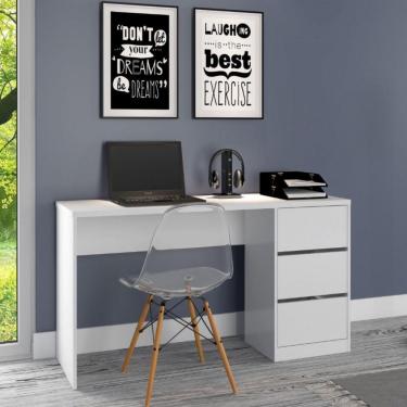 Imagem de Escrivaninha Para Escritório 3 Gavetas Branco Fosco Atualle
