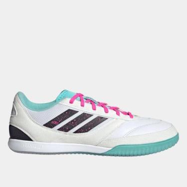 Imagem de Chuteira Futsal Adidas Top Sala Competiton II Unissex, Branco, Azul, 4