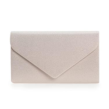 Imagem de IXEBELLA Bolsa feminina de poliuretano com glitter para noite bolsa formal de casamento, coquetel, festa de formatura, Champanhe, Small