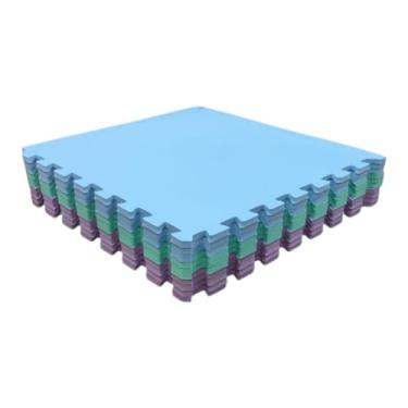 Imagem de Kit 12 Tapete Tatame Eva + Bordas de Acabamento Loja da Maria 50x50x1cm 10mm (tons pasteis)