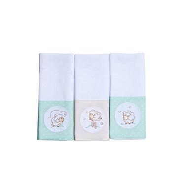 Imagem de Papi Textil 1224124901 Paninho de Boca Faixa Bordados Karinho, 40 x 40 cm, Verde Ovelhas