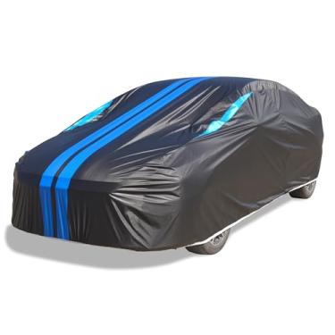 Imagem de WMCHEYI Capas de carro para automóveis, capa de carro de 6 camadas à prova d'água para todos os climas, capa de carro ao ar livre sol UV chuva neve proteção contra vento, cobertura externa completa