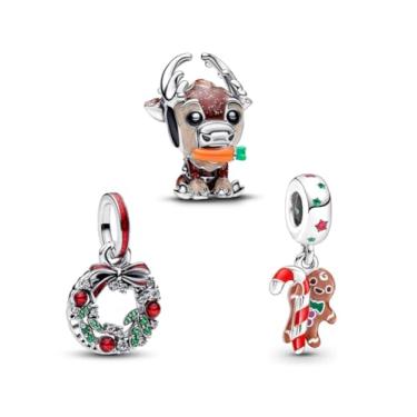 Imagem de TCZNAF Berloques de flores da moda para a família para pulseiras, contas Love Mom, pingentes pendentes de Natal para mulheres, 4.5mm-5mm, Zircônia cúbica, Zircônia cúbica