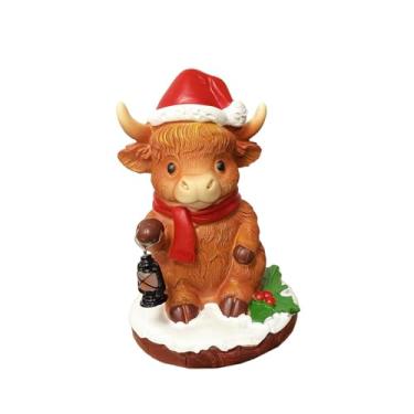 Imagem de rockible Estátua de vaca Terras Altas para mesa, enfeite, decoração de festa, decoração de Natal para sala de jantar ou armário.