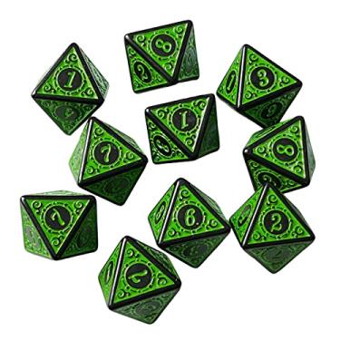 Imagem de Deevoka 10 peças de dados de, dados de brinquedos de entretenimento, lembrancinhas, dados D8 para jogo de mesa, VERDE