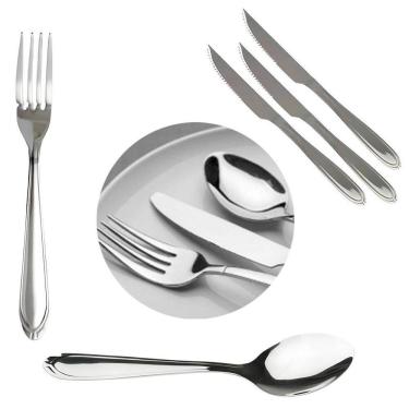 Imagem de Kit 36 Peças Faca De Churrasco Colher Garfo Monaco Inox