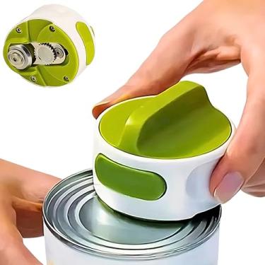 Imagem de Abridor de Latas Giratório Manual, Compacto Com Botão de Liberação, Mecanismo em Aço Inox, Design Moderno e Seguro - Utensílios Para Cozinha - Operação Limpa para Pessoas Práticas e Cozinhas Modernas