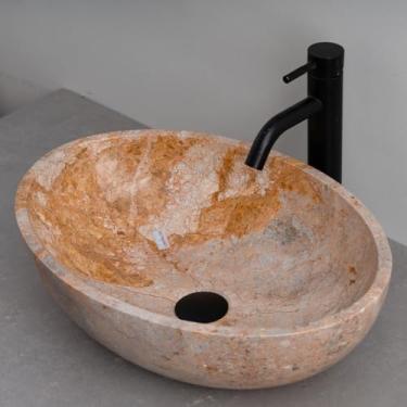 Imagem de MIDUSO Pia de vaso de pedra natural – Bacia oval exclusiva feita à mão – pedra única, entregue conforme a imagem – escolha seu design preferido nas opções de "cor"