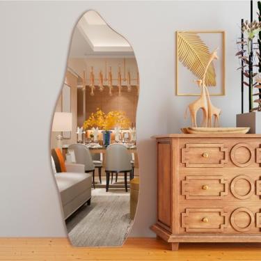 Imagem de Espelho Corpo Inteiro Grande Retrô Orgânico 170x70cm Moldura em Couro Caramelo Mod. Flame