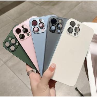 Imagem de Capinha de Vidro Reforçada para iPhone com Proteção Completa da Câmera com Design Premium Resistente a Riscos (Verde, iphone 13 pro max)