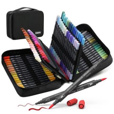 Imagem de Conjunto de marcadores KEMYR 100 cores de tinta à base de água com pon