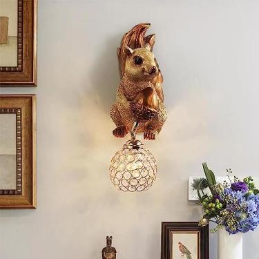 Imagem de Luminária de parede contemporânea em formato de esquilo, personalizada e criativa, para sala de estar, quarto, escritório, casa de campo, quarto infantil, corredor de hotel, com luz LED (Est