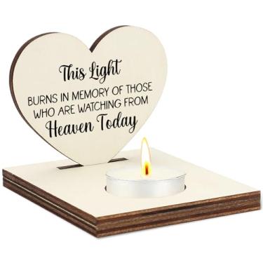 Imagem de Suporte de vela This Light Burns in Memory of Those Watching from Heaven Today, suporte de luz de chá em memória de madeira, presente de luto de simpatia para a perda do ente querido, lembrança de