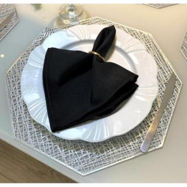 Imagem de Jogo Americano Octagonal Sextavado Kit 4 ou 6 Peças Redondo 38cm Mesa Posta Supla sousplat(6 UNIDADES PRATA)