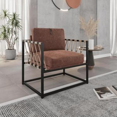 Imagem de Poltrona Decorativa Recepção Metal Moderna Consultório Varanda Sala Es